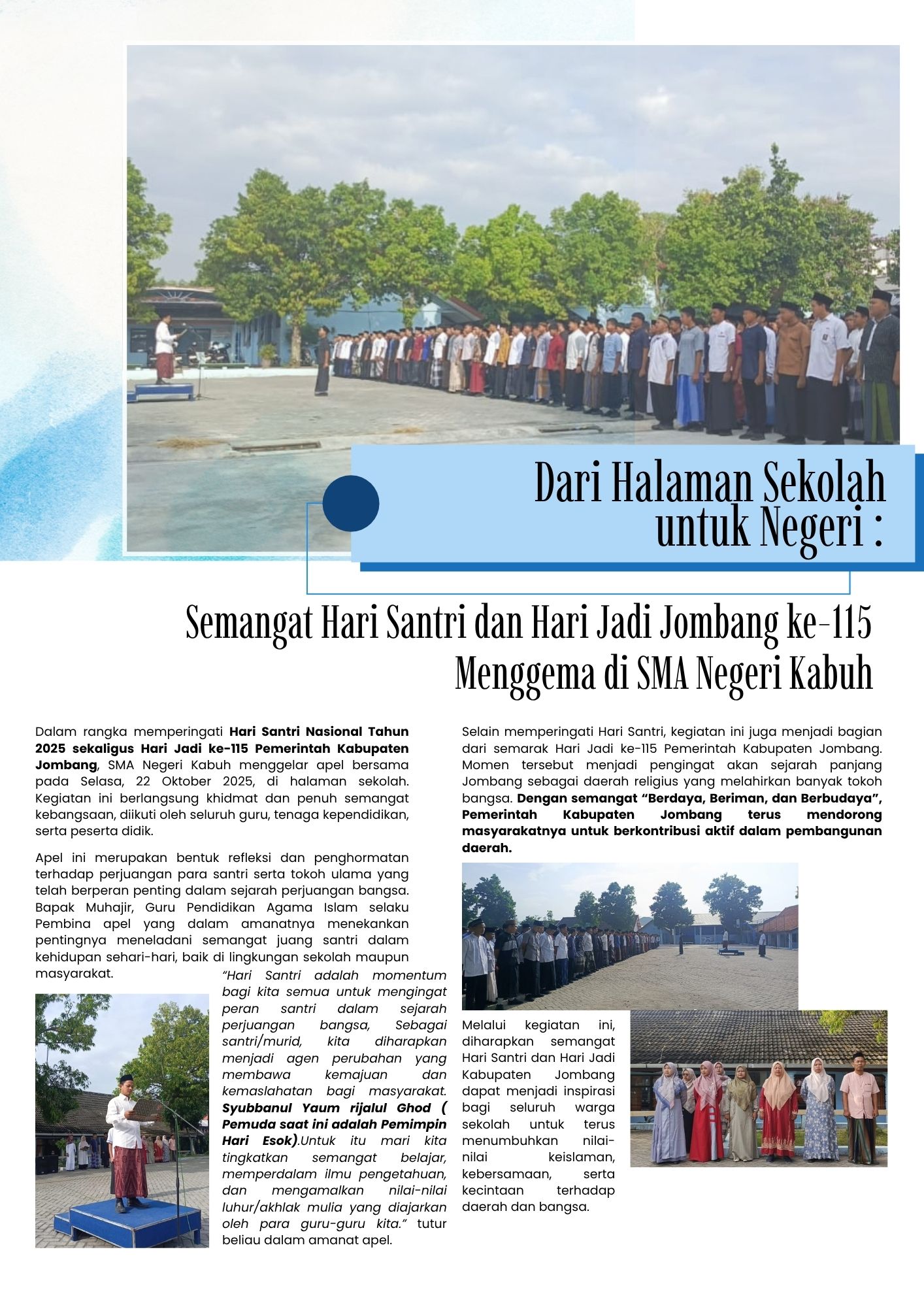 “Semangat Hari Santri dan Hari Jadi Jombang ke-115 Menggema di SMA Negeri Kabuh