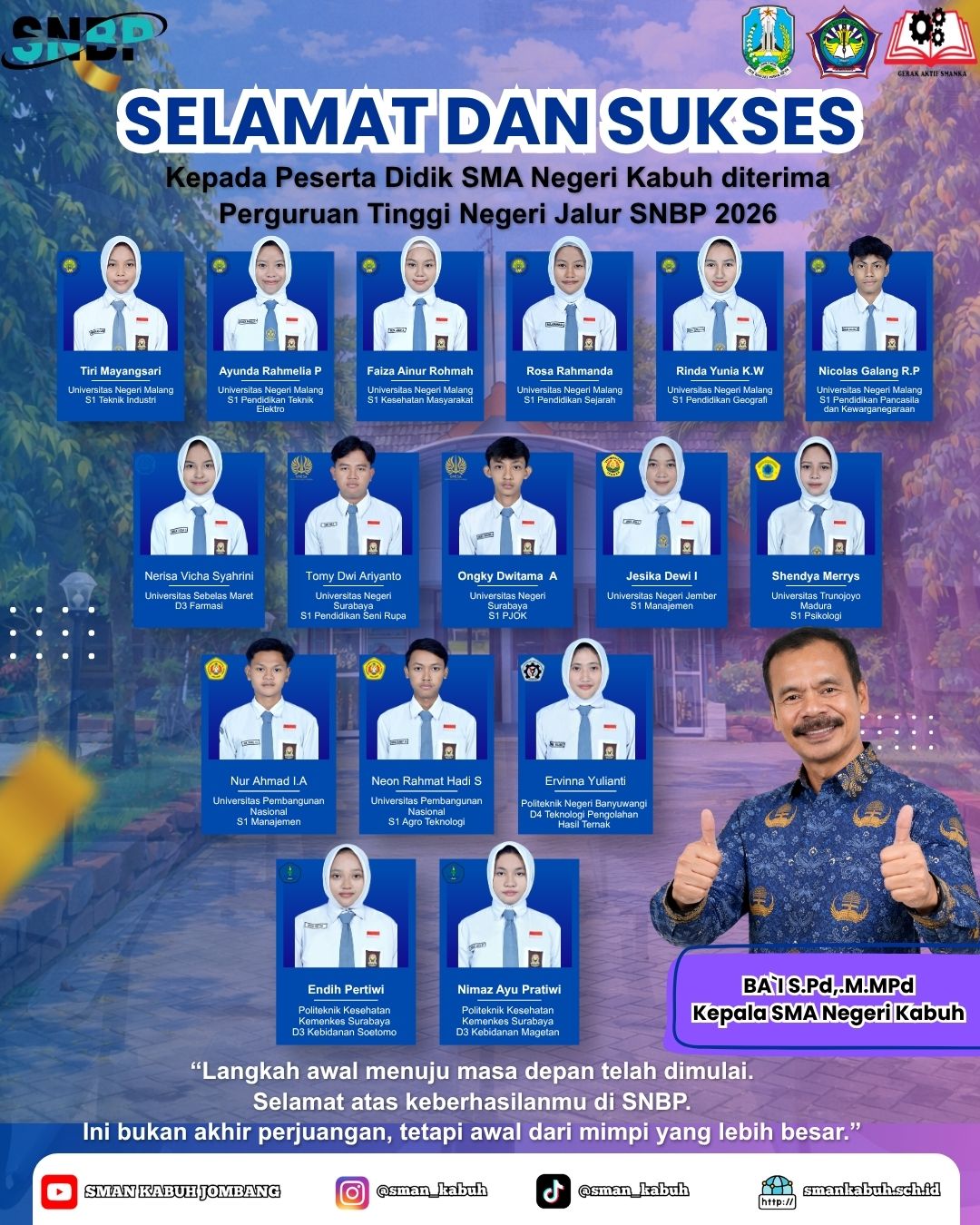Prestasi Gemilang SNBP 2026: Siswa SMA Negeri Kabuh Diterima di Berbagai Perguruan Tinggi Negeri